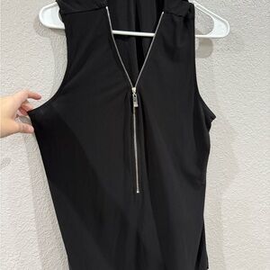Chaus Black Sleeveless Hoodie with Zip